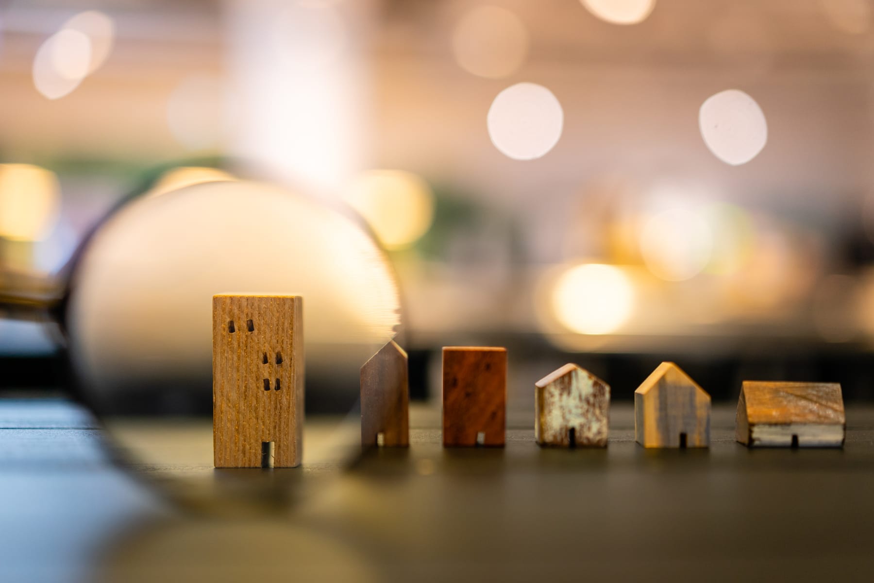 miniature wooden houses portfolio row